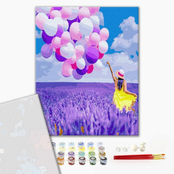 Картина по номерам Преміум картини - Мечтательница в лавандовом поле