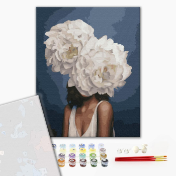 Картина по номерам Преміум картини - Женщина в пионах