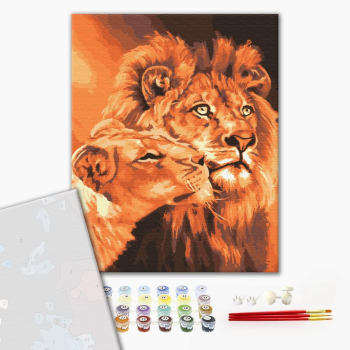 Картина по номерам Преміум картини - Закохані леви