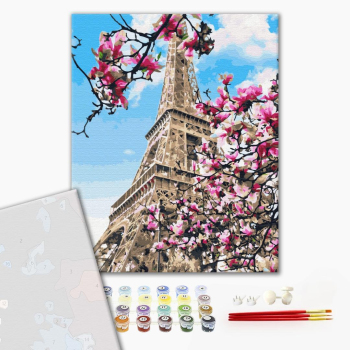 Картина по номерам Преміум картини - Цвітіння магнолій у Парижі