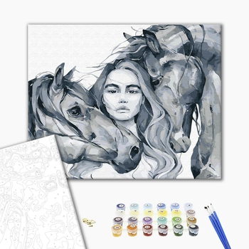 Картина по номерам Авторські колекції - Дівчина з кіньми