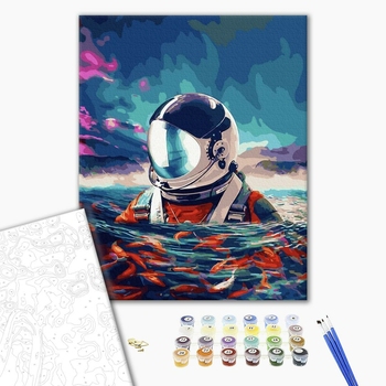 Картина по номерам Космос - Астронавт і рибки