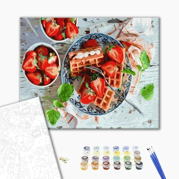 Картина по номерам Квіти - Полуничний сніданок