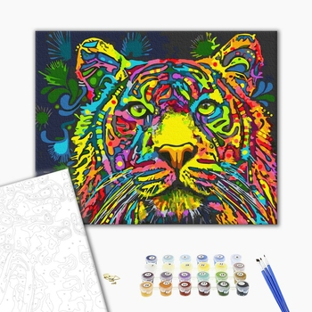 Картина по номерам Поп Арт - Кольоровий тигр