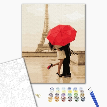 Картина по номерам Романтика - Побачення під дощем