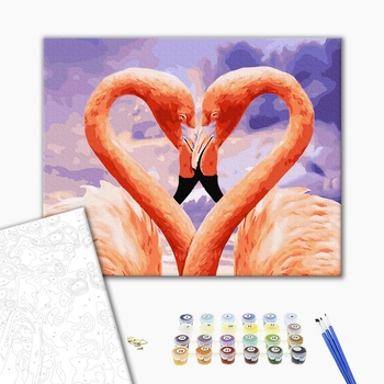 Картина по номерам Тварини, птахи та риби - Кохання фламінго