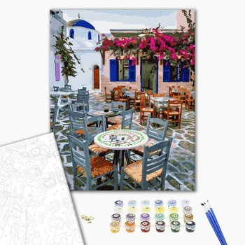 Картина по номерам Города - Затишне кафе Санторіні