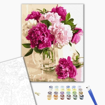 Картина по номерам Квіти - Ніжні півонії у вазі