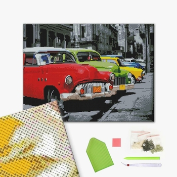 Алмазна мозаїка 40х50 - Ретро-автомобілі на Кубі