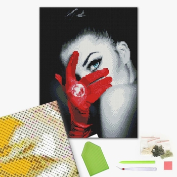 Алмазна мозаїка 40х50 - Дівчина в червоній рукавичці