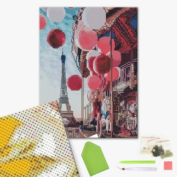 Алмазна мозаїка 40х50 - Карусель в центрі Парижа