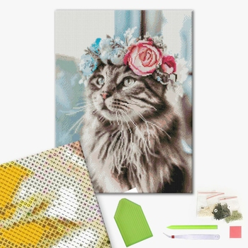 Алмазна мозаїка 40х50 - Кішка в віночку