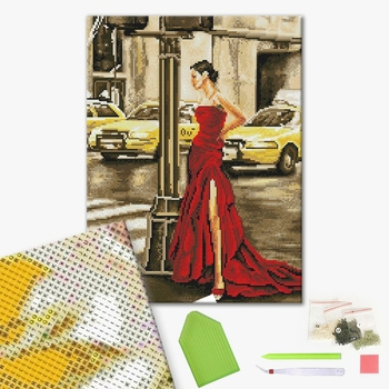 Алмазна мозаїка 40х50 - Дівчина і жовте таксі