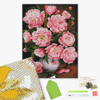 Алмазна мозаїка 40х50 - Садові півонії