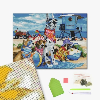 Алмазна мозаїка 40х50 - Собачки на відпочинку