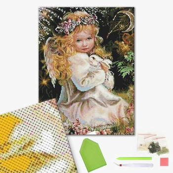 Алмазна мозаїка 40х50 - Янголятко та зайчик