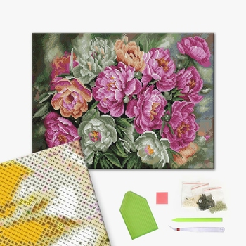 Алмазна мозаїка 40х50 - Садові півонії