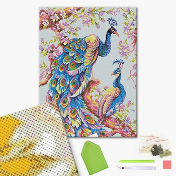 Алмазна мозаїка 40х50 - Пара павичів