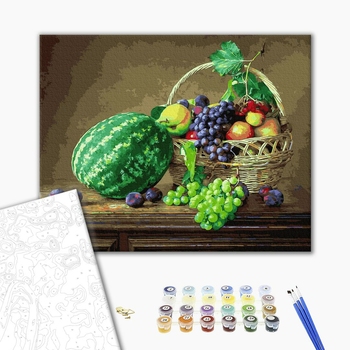 Картина по номерам Квіти - Кошик з дарами осені