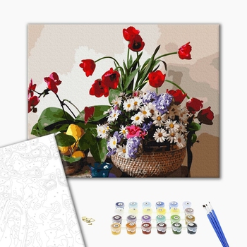 Картина по номерам Квіти - Яскраві піони
