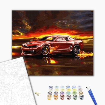 Картина по номерам Кораблі, автомобілі та літаки - Вогняний драйв