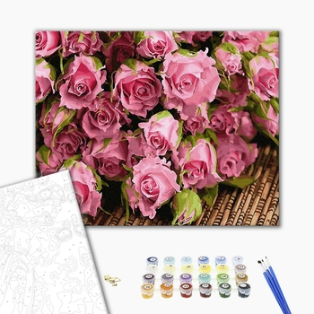 Картина по номерам Квіти - Ніжні рожеві троянди