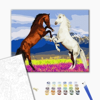 Картина по номерам Тварини, птахи та риби - Грайливі коні