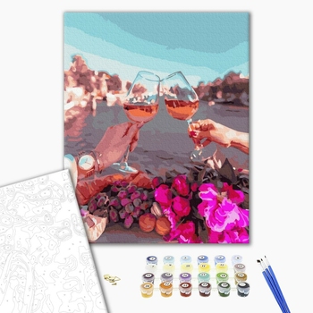 Картина по номерам Квіти - Бокали закоханих