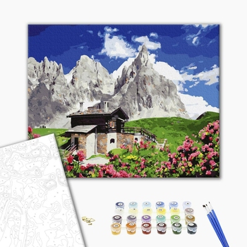 Картина по номерам Пейзажі - Будинок високо в горах