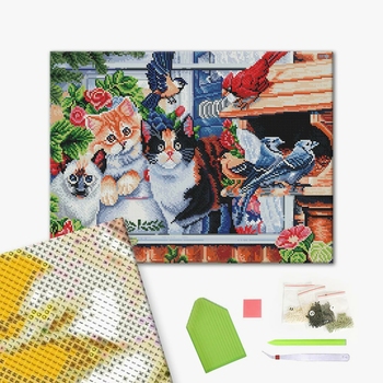 Алмазна мозаїка 40х50 - Кошенята в саду