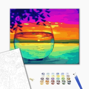 Картина по номерам Квіти - Захід сонця в бокалі