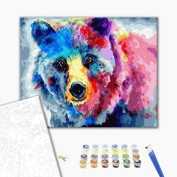 Картина по номерам Поп Арт - Барвистий ведмідь