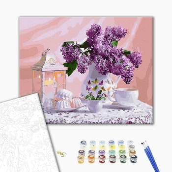 Картина по номерам Квіти - Бузкове чаювання