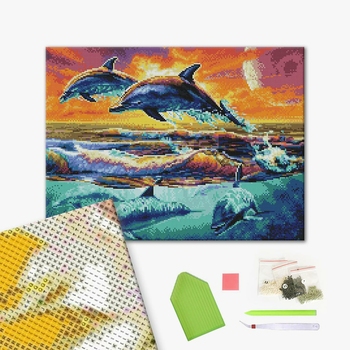 Алмазна мозаїка 40х50 - Зграя дельфінів