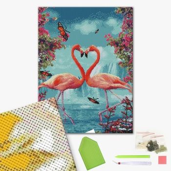 Алмазна мозаїка 40х50 - Пара фламінго