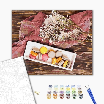 Картина по номерам Квіти - Макарунчики