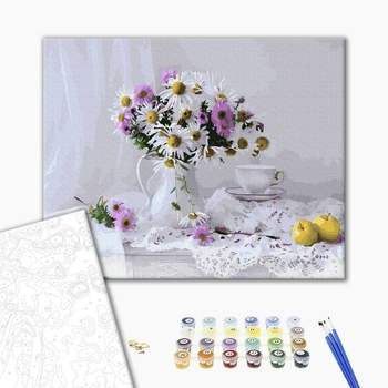 Картина по номерам Квіти - Ніжний натюрморт з польовими квітами
