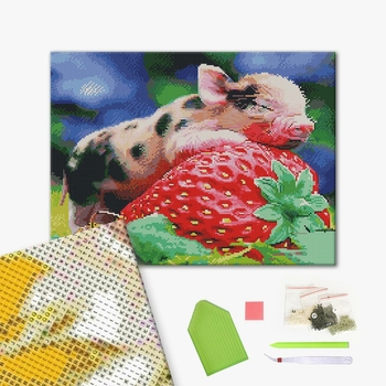 Алмазна мозаїка 40х50 - Поросятко з полуницею