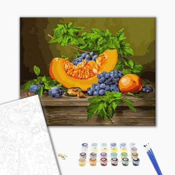 Картина по номерам Натюрморти - Диня з виноградом