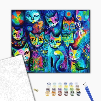 Картина по номерам Поп Арт - Котяча мозаїка