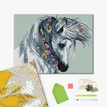 Алмазна мозаїка 40х50 - Білий кінь
