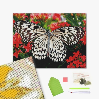 Алмазна мозаїка 40х50 - Метелики на квітах