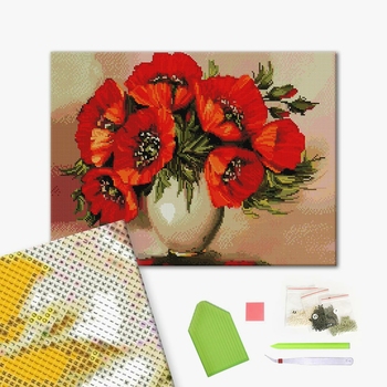 Алмазна мозаїка 40х50 - Маки в вазі