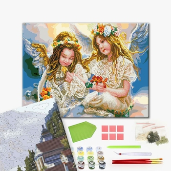 Комбінована алмазна мозаїка - Два янголятка