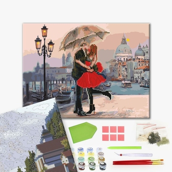 Комбінована алмазна мозаїка - Пара в Венеції