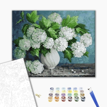 Картина по номерам Квіти - Букет білих гортензій