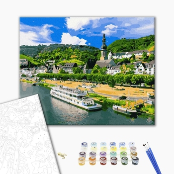 Картина по номерам Города - Круїзний корабель на побережжі