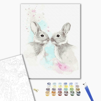 Картина по номерам Тварини, птахи та риби - Закохані зайчики