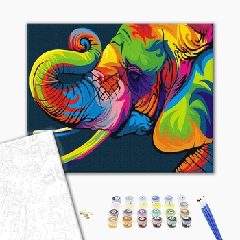 Картина по номерам Поп Арт - Веселковий слон