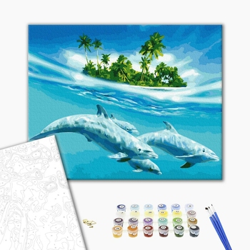 Картина по номерам Тварини, птахи та риби - Плавання з дельфінами